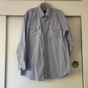 Soft light blue vintage pearl snap shirt
